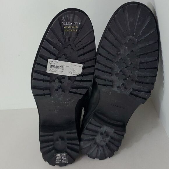 All Saints Men's Styx Boot Black Leather Tweed Size 12 - Picture 9 of 13